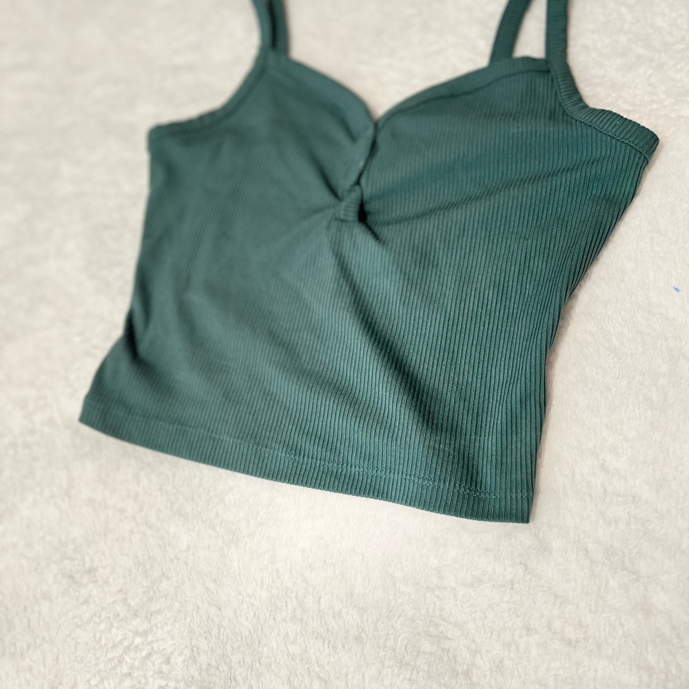 No Boundaries Dark Green Ribbed Crop Top